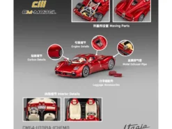 Pagani Utopia Red Metallic with Red Carbon Top 1/64 Diecast Model Car by CM Model