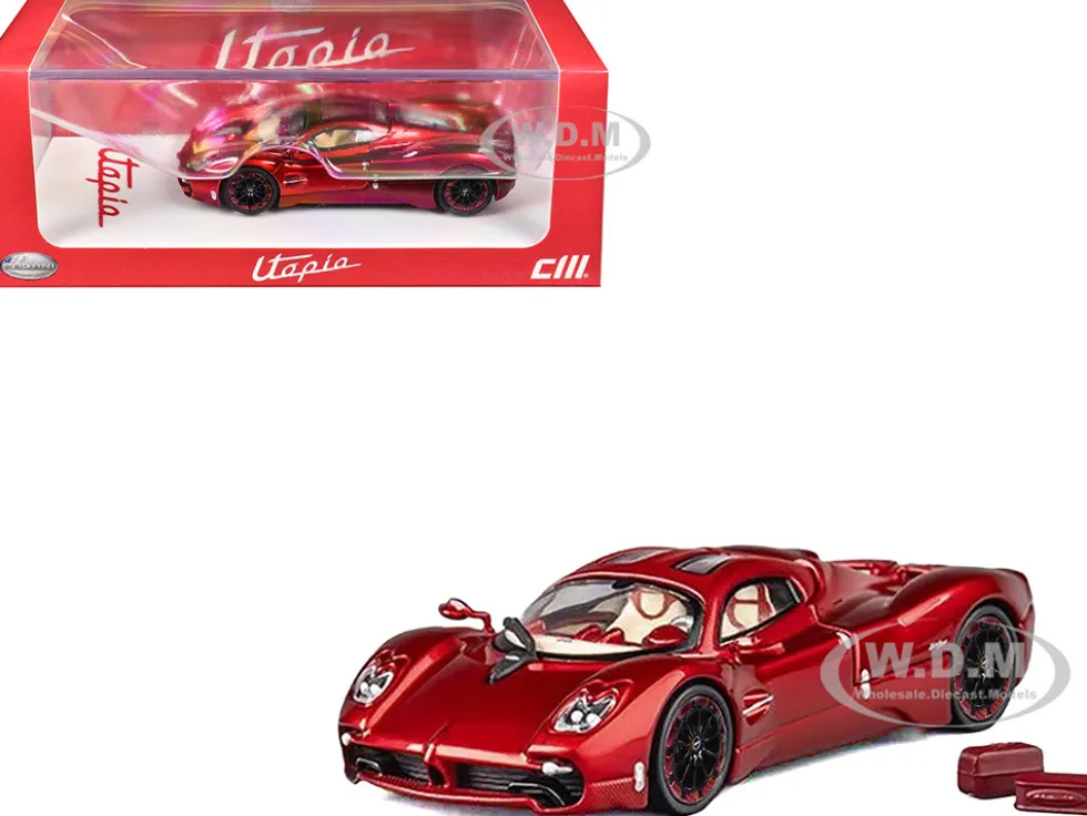 Pagani Utopia Red Metallic with Red Carbon Top 1/64 Diecast Model Car by CM Model