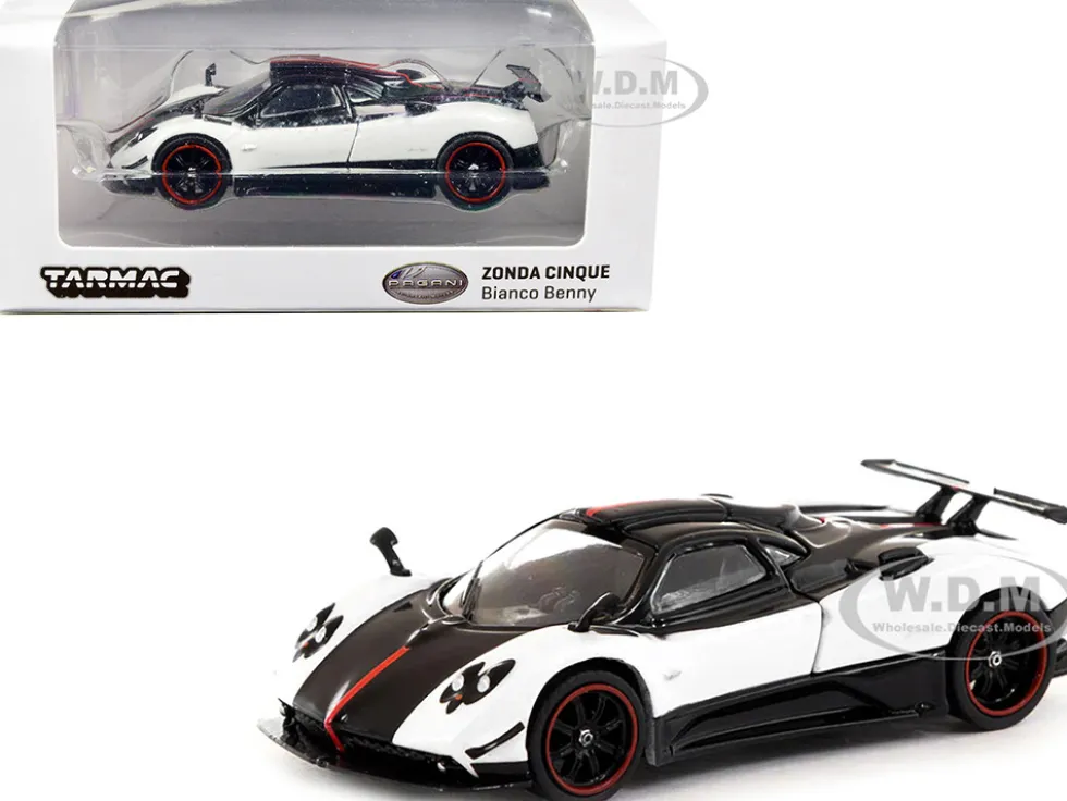 Pagani Zonda Cinque Bianco Benny White Black Global64 Series 1/64 Diecast Model Car Tarmac Works T64G-TL021-WH