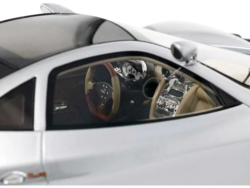 Pagani Zonda C12 Silver Metallic "VIN 001 20th Anniversary Restoration" with DISPLAY CASE Limited Edition to 199 pieces Worldwide 1/18 Model Car by BBR