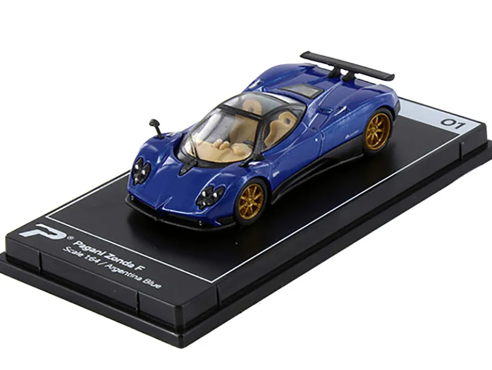 Pagani Zonda F Argentina Blue Metallic Hypercar League Collection 1/64 Diecast Model Car PosterCars H01B