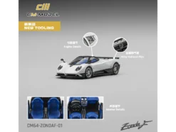 Pagani Zonda F Pearl White with Black Top 1/64 Diecast Model Car by CM Model