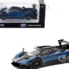 Pagani Zonda Revolucion Blue Metallic Black Light Blue Stripes Global64 Series 1/64 Diecast Model Car Tarmac Works T64G-TL016-BL