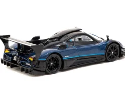 Pagani Zonda Revolucion Blue Metallic Black Light Blue Stripes Global64 Series 1/64 Diecast Model Car Tarmac Works T64G-TL016-BL