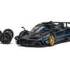 Pagani Zonda Revolucion Dark Blue Metallic and Carbon with Extra Wheels 1/64 Diecast Model Car by CM Model