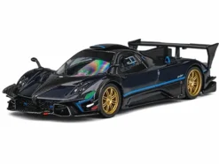 Pagani Zonda Revolucion Dark Blue Metallic and Carbon with Extra Wheels 1/64 Diecast Model Car by CM Model
