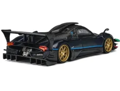 Pagani Zonda Revolucion Dark Blue Metallic and Carbon with Extra Wheels 1/64 Diecast Model Car by CM Model