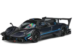 Pagani Zonda Revolucion Dark Blue Metallic and Carbon with Extra Wheels 1/64 Diecast Model Car by CM Model