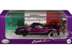Pagani Zonda Revolucion Purple Metallic and Carbon with Extra Wheels 1/64 Diecast Model Car by CM Model