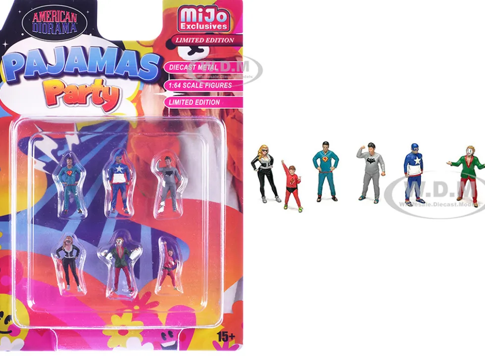 Pajamas Party 6 piece Diecast Figure Set (6 Figures) Limited Edition for 1/64 Scale Models by American Diorama
