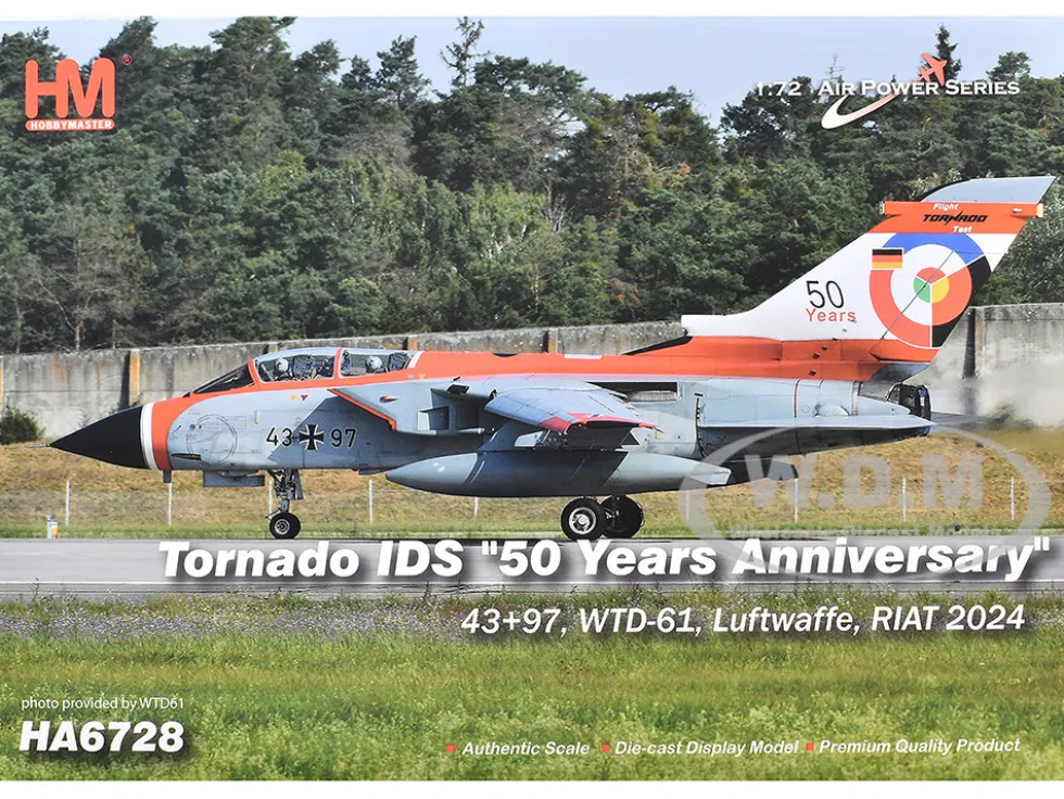 Panavia Tornado IDS Aircraft "43+97, WTD-61, 50 Years, Royal International Air Tattoo" (2024) German Luftwaffe "Air Power Series" 1/72 Diecast Model by Hobby Master