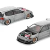 Pandem Civic EG6 RHD (Right Hand Drive) Raw Metal with No Hood 1/64 Diecast Model Car by Pop Race