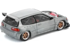 Pandem Civic EG6 RHD (Right Hand Drive) Raw Metal with No Hood 1/64 Diecast Model Car by Pop Race