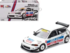 Pandem Civic EG6 RHD (Right Hand Drive) White with Stripes and Graphics "VDX - Tokyo Auto Salon Hong Kong 2025" Special Edition 1/64 Diecast Model Car by Pop Race
