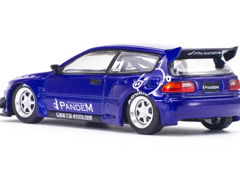 Pandem Civic EG6 RHD (Right Hand Drive) Blue Metallic "Enigma Exclusive Edition" 1/64 Diecast Model Car by Pop Race