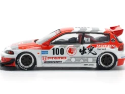Pandem Civic EG6 V1.5 RHD (Right Hand Drive) #100 "Idemitsu Motion Infinite" White and Red with Graphics 1/64 Diecast Model Car by Pop Race