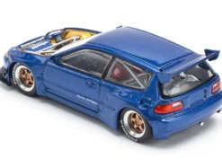 Pandem Civic EG6 VTEC RHD (Right Hand Drive) Blue Metallic with No Hood 1/64 Diecast Model Car by Pop Race