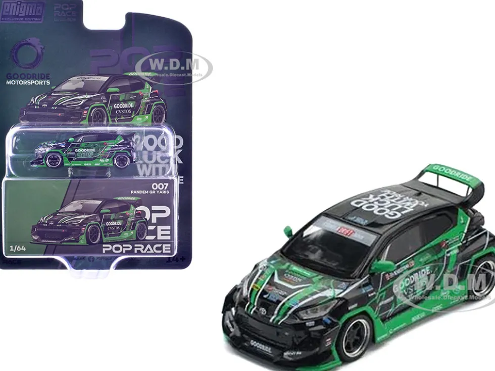 Pandem GR Yaris RHD (Right Hand Drive) "Goodride Motorsports" Green and Black with Graphics "Enigma Exclusive Edition" 1/64 Diecast Model Car by Pop Race