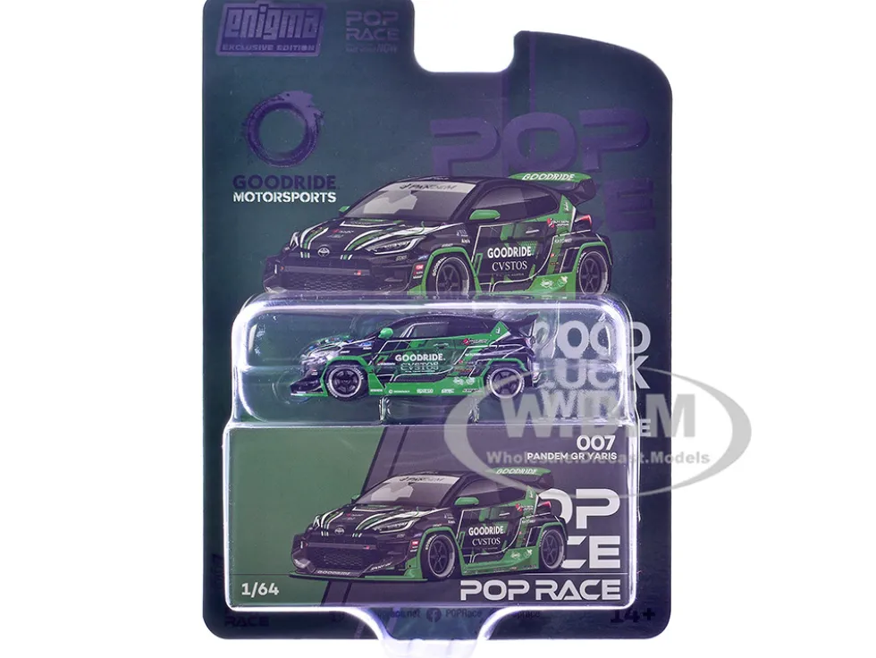 Pandem GR Yaris RHD (Right Hand Drive) "Goodride Motorsports" Green and Black with Graphics "Enigma Exclusive Edition" 1/64 Diecast Model Car by Pop Race