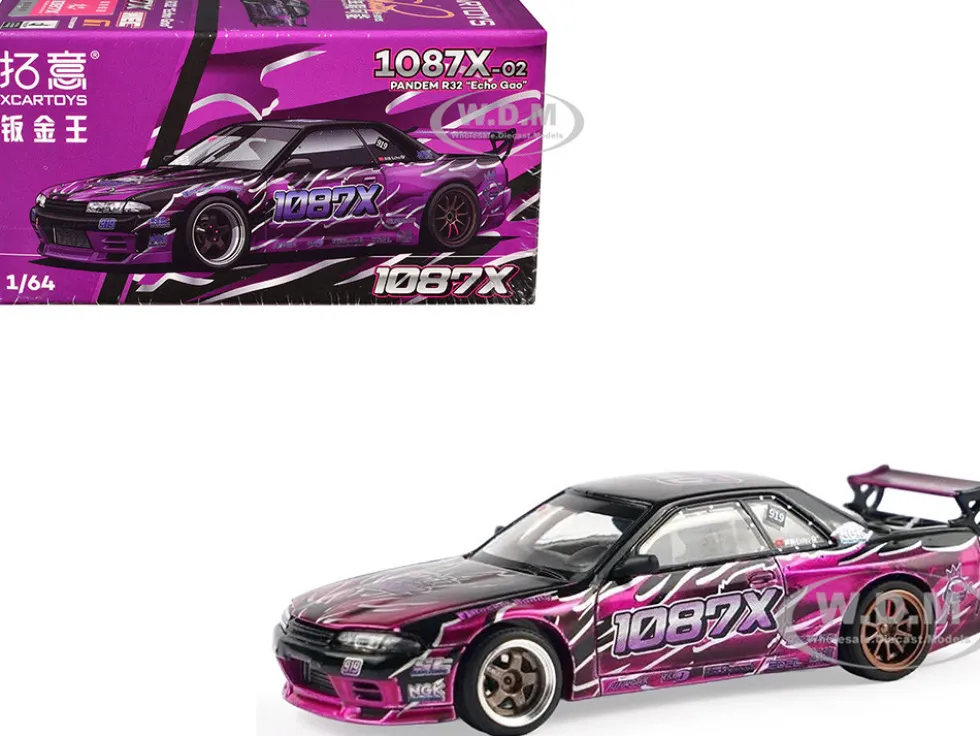Pandem R32 "Echo Gao - 1087X" Black and Purple 1/64 Diecast Model Car by XCarToys