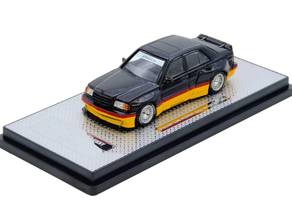 Pandem Rocket Bunny 190E Black with Red and Yellow Stripes "Diecast Con Madrid 2026 Event Edition" 1/64 Diecast Model Car by Inno Models