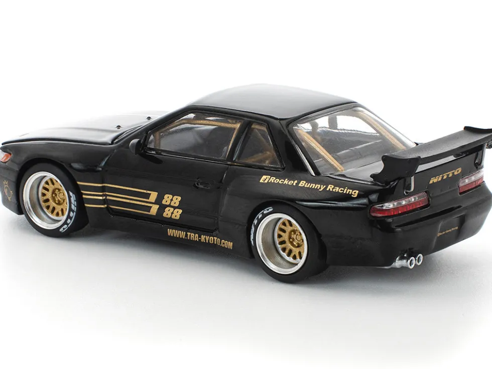 Pandem S13 RHD (Right Hand Drive) Black with Gold Accents 1/64 Diecast Model Car by Pop Race