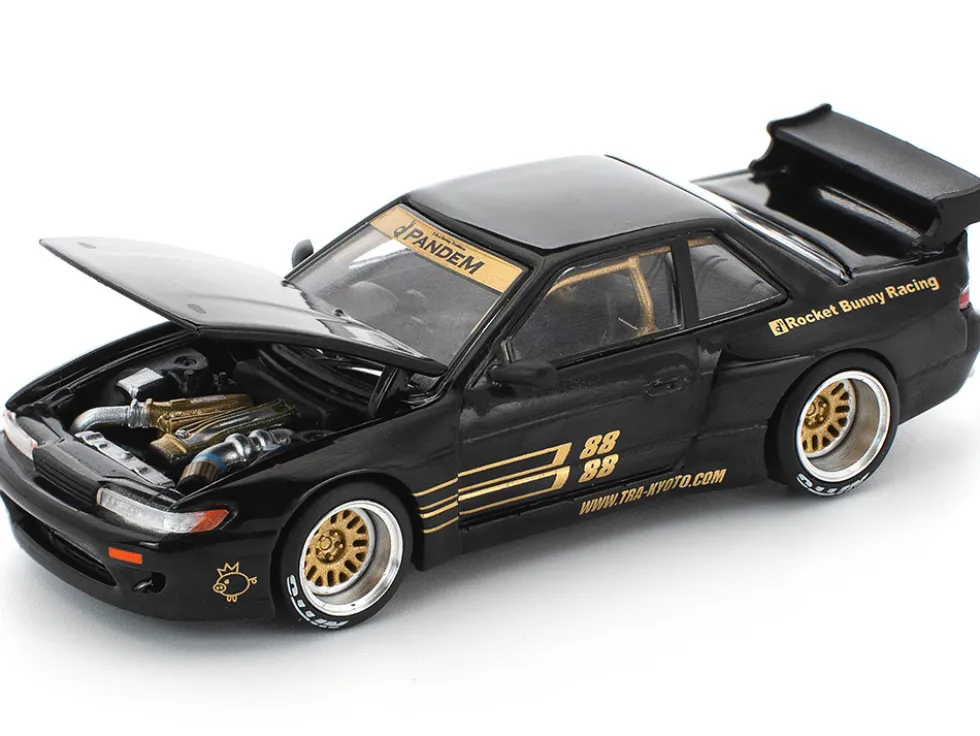 Pandem S13 RHD (Right Hand Drive) Black with Gold Accents 1/64 Diecast Model Car by Pop Race