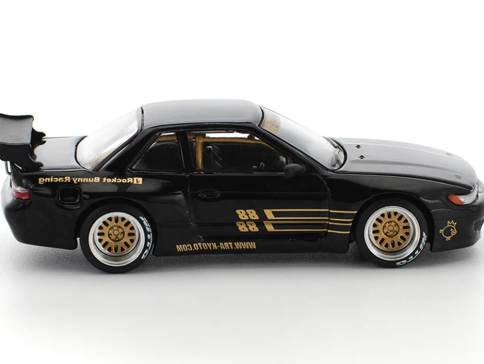 Pandem S13 RHD (Right Hand Drive) Black with Gold Accents 1/64 Diecast Model Car by Pop Race
