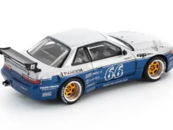Pandem S13 RHD (Right Hand Drive) Silver and Moontech Blue Metallic with Graphics 1/64 Diecast Model Car by Pop Race