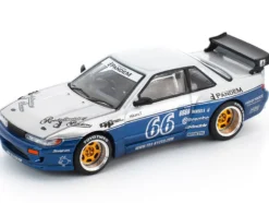 Pandem S13 RHD (Right Hand Drive) Silver and Moontech Blue Metallic with Graphics 1/64 Diecast Model Car by Pop Race