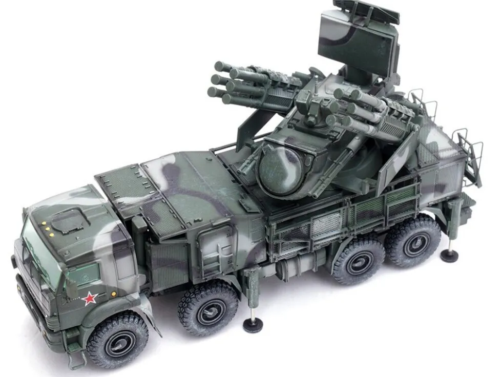 Pantsir S1 96K6 Self Propelled Air Defense Weapon System Tri Color Camouflage Russia s Armed Forces Armor Premium Series 1/72 Diecast Model Panzerkampf 12216PA
