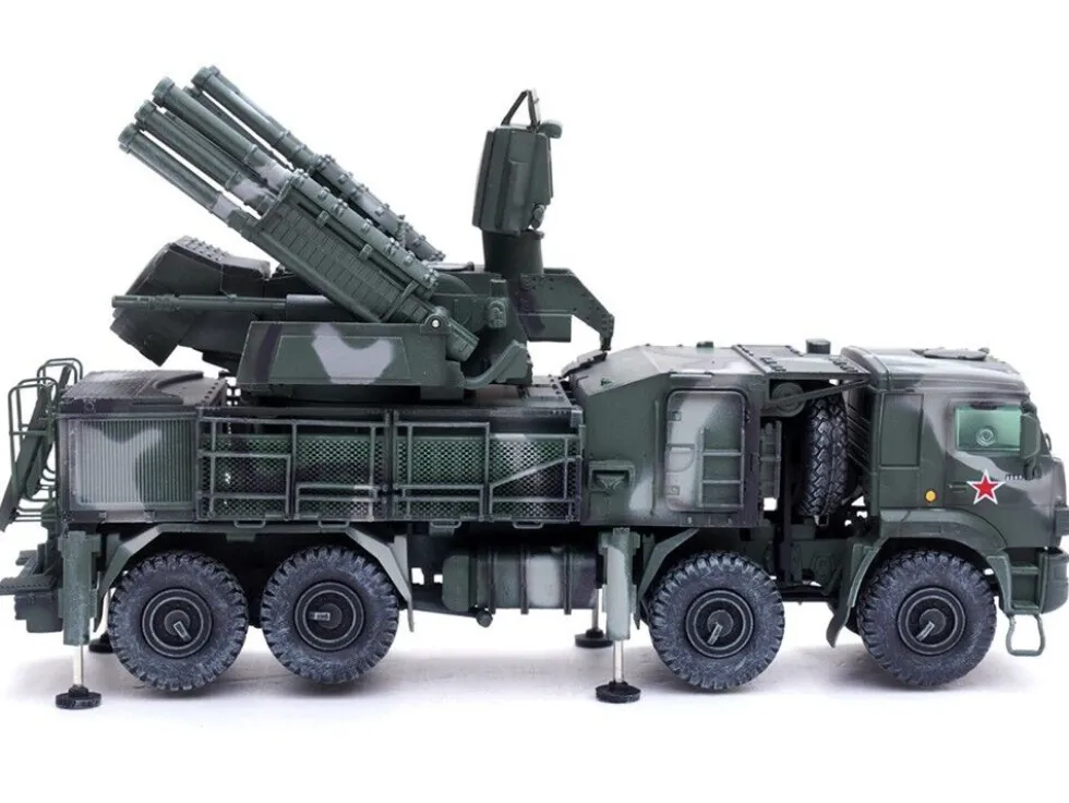 Pantsir S1 96K6 Self Propelled Air Defense Weapon System Tri Color Camouflage Russia s Armed Forces Armor Premium Series 1/72 Diecast Model Panzerkampf 12216PA