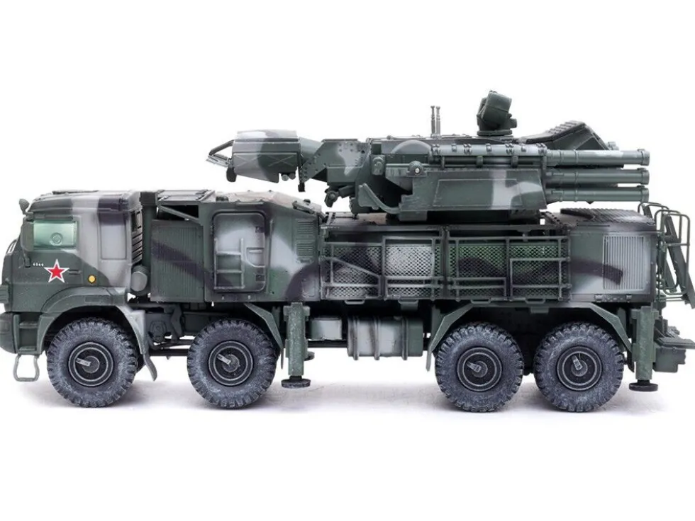 Pantsir S1 96K6 Self Propelled Air Defense Weapon System Tri Color Camouflage Russia s Armed Forces Armor Premium Series 1/72 Diecast Model Panzerkampf 12216PA