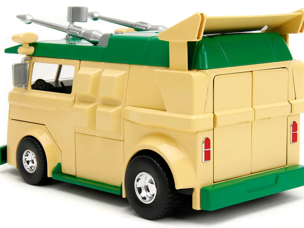 Party Wagon Green and Beige and Donatello Diecast Figure Teenage Mutant Ninja Turtles Hollywood Rides Series Diecast Model Jada 34529