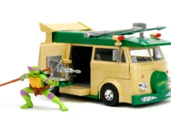 Party Wagon Green and Beige and Donatello Diecast Figure Teenage Mutant Ninja Turtles Hollywood Rides Series Diecast Model Jada 34529