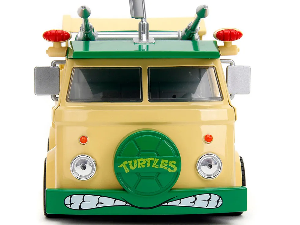 Party Wagon Green and Beige and Donatello Diecast Figure Teenage Mutant Ninja Turtles Hollywood Rides Series Diecast Model Jada 34529