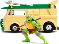 Party Wagon Green and Beige and Donatello Diecast Figure Teenage Mutant Ninja Turtles Hollywood Rides Series Diecast Model Jada 34529