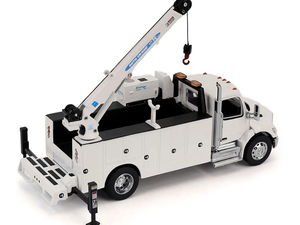 Peterbilt 536 Auto-Crane Titan 85-Body HC14-Crane Work Truck with Miller EnPak White "Transport Series" 1/50 Diecast Model by Diecast Masters