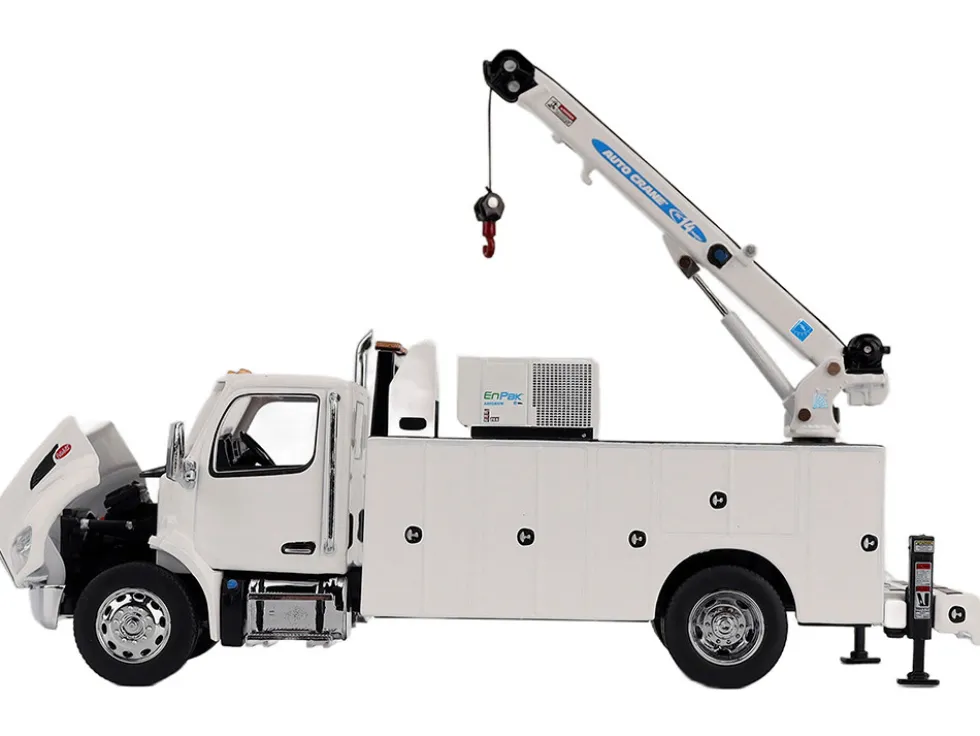 Peterbilt 536 Auto-Crane Titan 85-Body HC14-Crane Work Truck with Miller EnPak White "Transport Series" 1/50 Diecast Model by Diecast Masters
