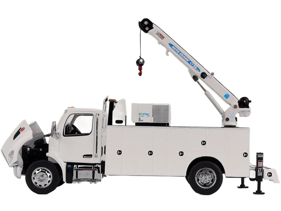 Peterbilt 536 Auto-Crane Titan85-Body HC14-Crane Work Truck with Miller EnPak White "Transport Series" 1/50 Diecast Model by Diecast Masters