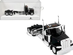 Peterbilt 589 2-Axel Day Cab Black 1/87 (HO) Plastic Model Car by HO Logistics