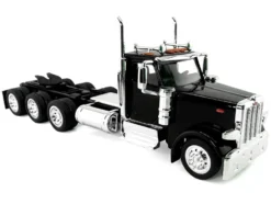 Peterbilt 589 3-Axel Day Cab Black 1/87 (HO) Plastic Model Car by HO Logistics
