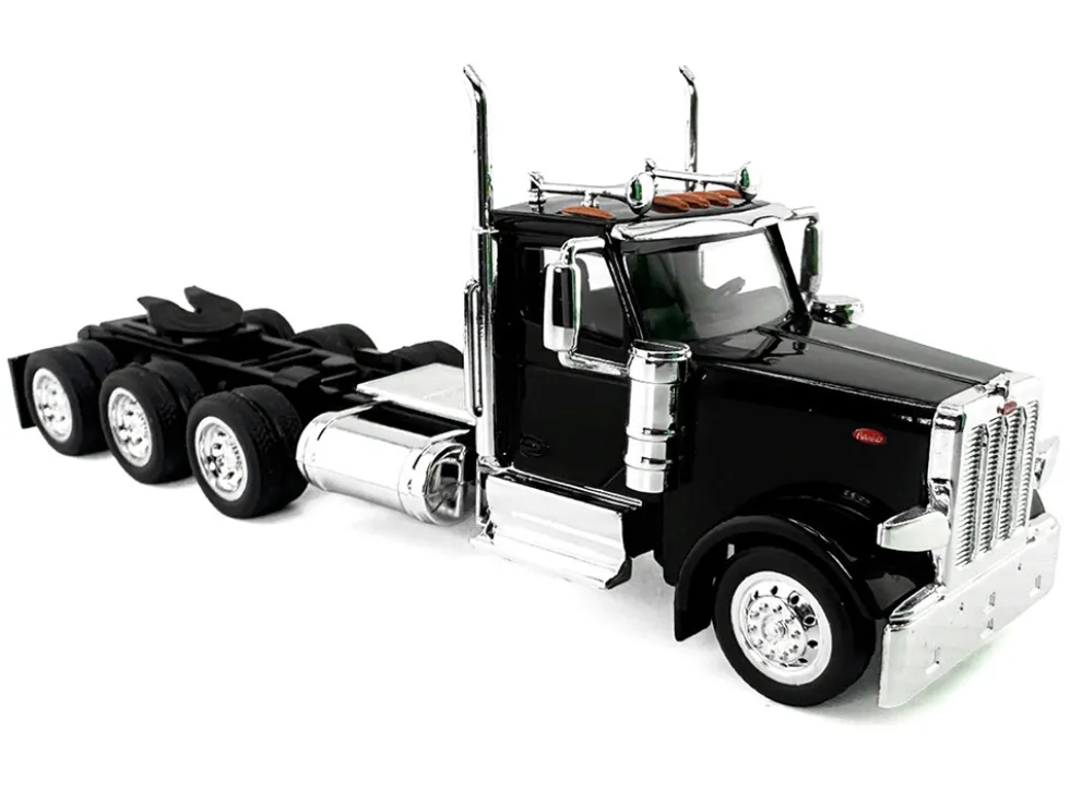 Peterbilt 589 3-Axel Day Cab Black 1/87 (HO) Plastic Model Car by HO Logistics