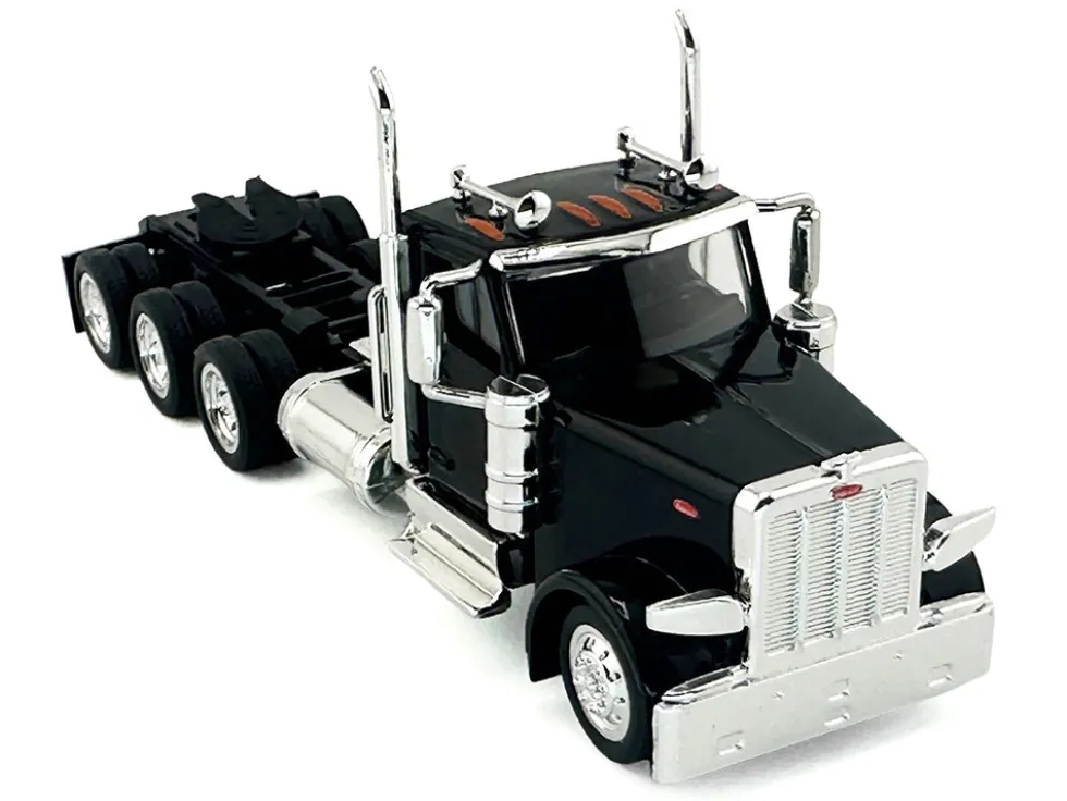Peterbilt 589 3-Axel Day Cab Black 1/87 (HO) Plastic Model Car by HO Logistics