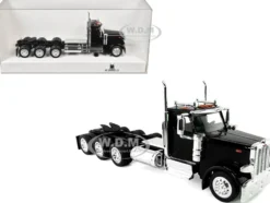 Peterbilt 589 3-Axel Day Cab Black 1/87 (HO) Plastic Model Car by HO Logistics