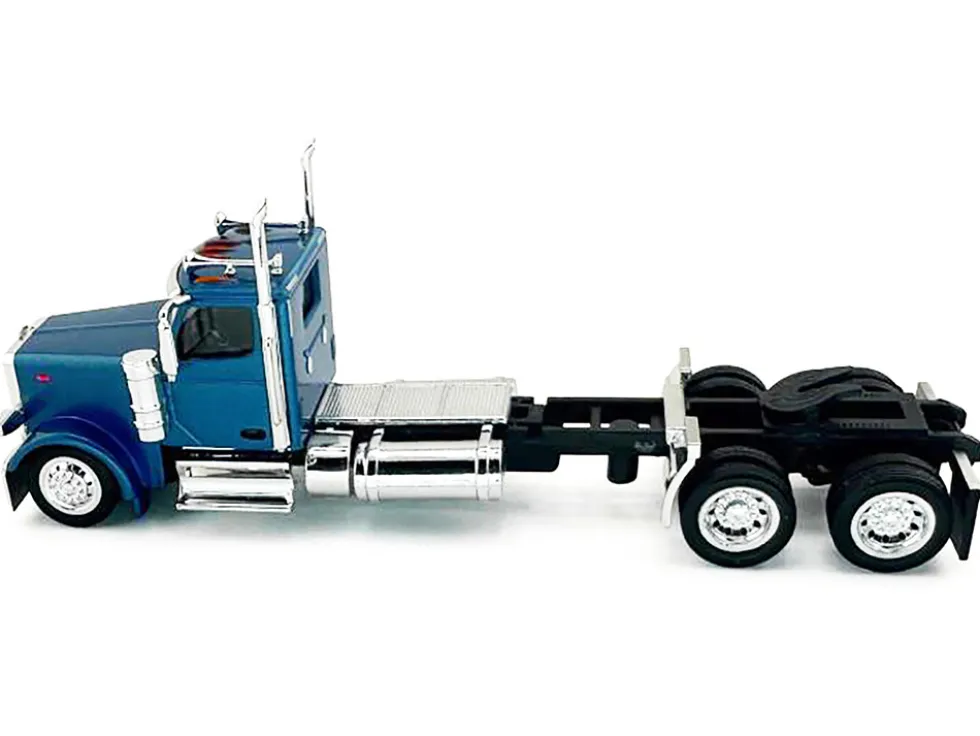 Peterbilt 589 2-Axel Day Cab Blue Metallic 1/87 (HO) Plastic Model Car by HO Logistics