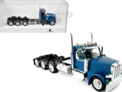 Peterbilt 589 3-Axel Day Cab Blue Metallic 1/87 (HO) Plastic Model Car by HO Logistics