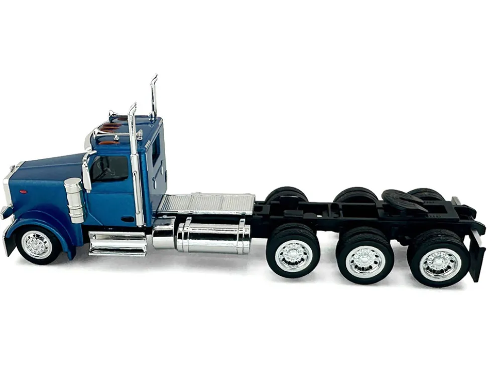 Peterbilt 589 3-Axel Day Cab Blue Metallic 1/87 (HO) Plastic Model Car by HO Logistics