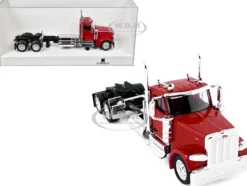 Peterbilt 589 2-Axel Day Cab Red 1/87 (HO) Plastic Model Car by HO Logistics