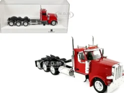 Peterbilt 589 3-Axel Day Cab Red 1/87 (HO) Plastic Model Car by HO Logistics